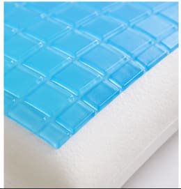 Mo Flat Gel Memory Foam Pillow with Cotton Cover – White & Blue Cooling Support Pillow 45 x 65 cm