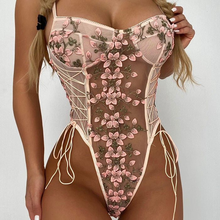 Model BS229Cross Hollow Crotchless Fishnet Bodysuits