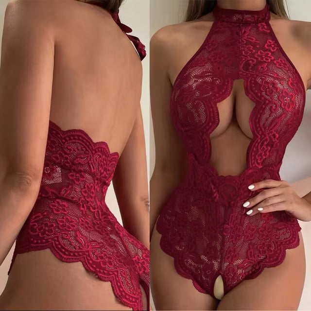 Model LT262Cross Hollow Crotchless Fishnet Bodysuits