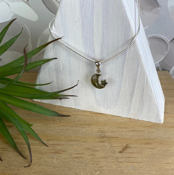 Moonstone Moon and Star sterling silver Pendant
