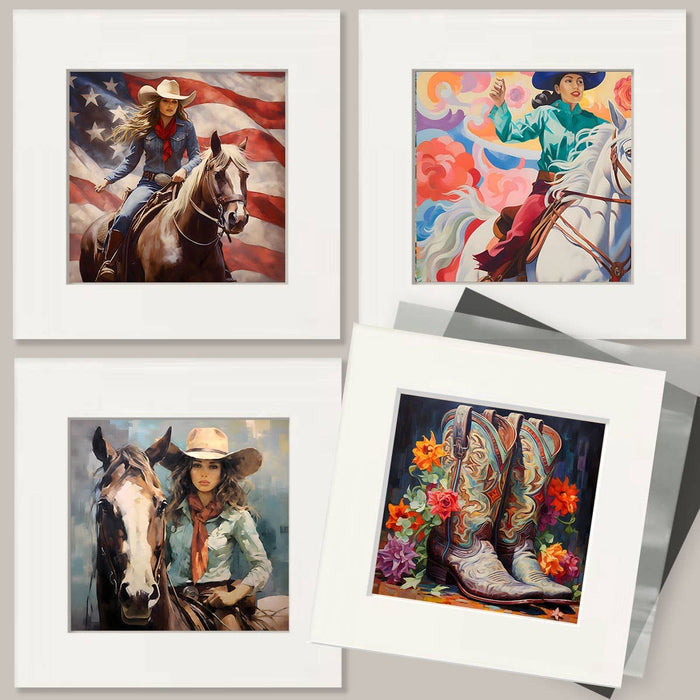 Mowbi - Cowgirl #11 - Wall Art Prints - Western Decor  8"x10" Artwork - 11"x14" Mat