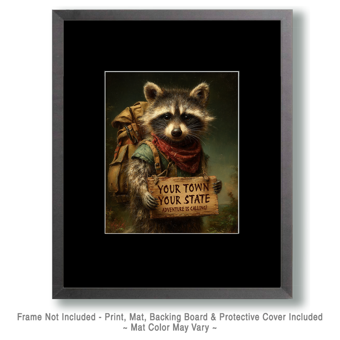 Mowbi - Custom Adventure is Calling - Raccoon #2 - Wall Art Print
