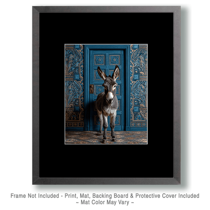 Mowbi - Donkey in Blue Room - 8"x10" Artwork for 11"x14" Frame