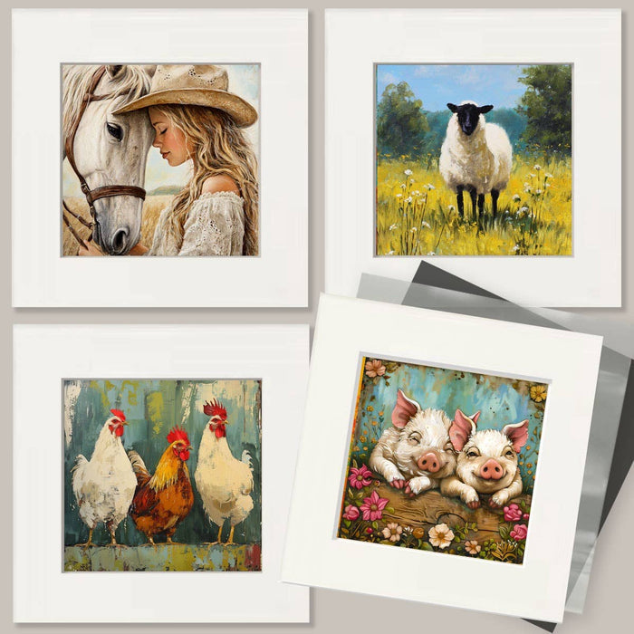 Mowbi - Donkey in Blue Room - 8"x10" Artwork for 11"x14" Frame