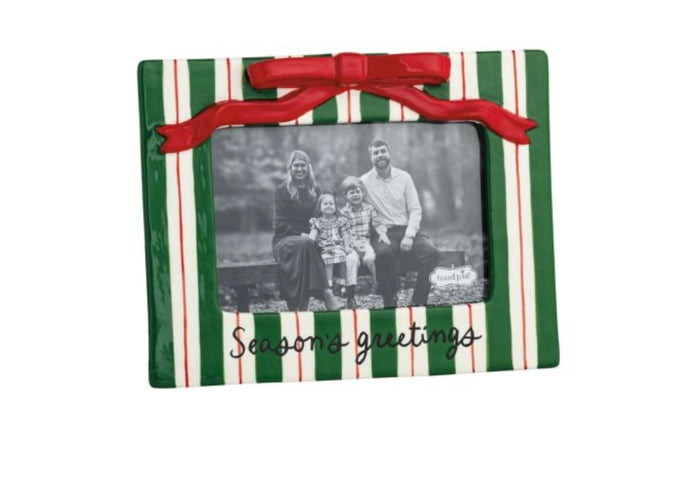 Mud Pie Stripe 4x6 Ceramic Bow Frame