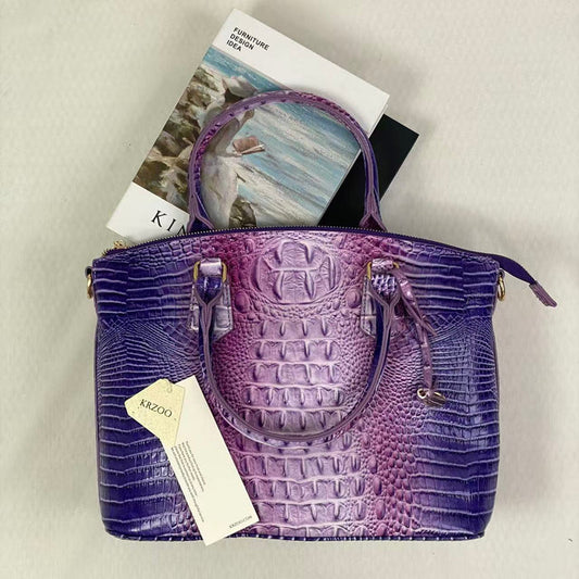 Multi-color crocodile-patterned Brahmin bag