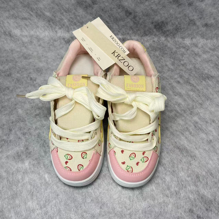 Multi-color strawberry printed loafers