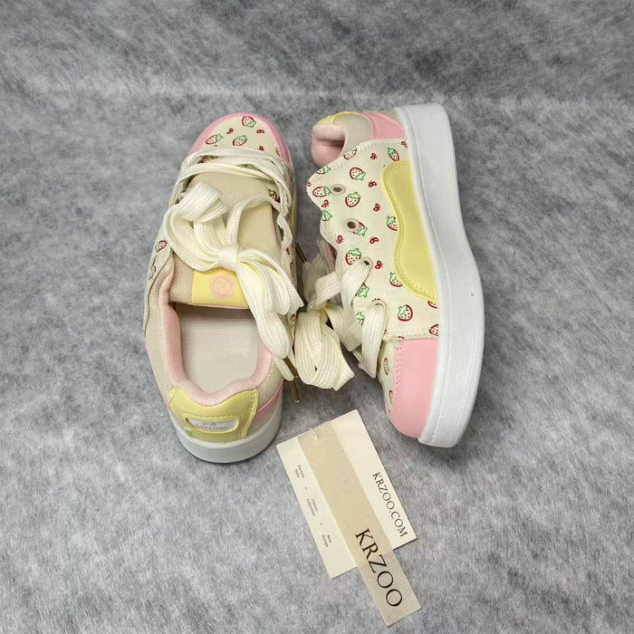 Multi-color strawberry printed loafers