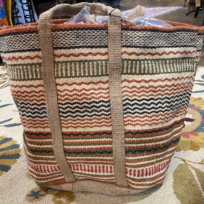 Multi-Colored Woven Jute Baskets with Handles -3 styles