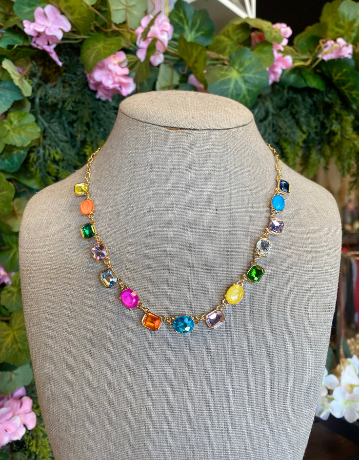 Multicolor Gemstone Link Necklace