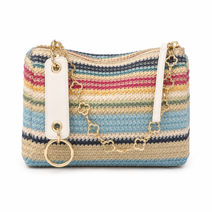 Multicolor Striped Crochet Shoulder Bag – SHEIN Fast Delivery in 5 Days