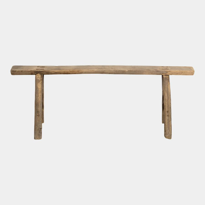 Narrow Elm Display Bench — single narrow bench shown from the front; Canggu Home