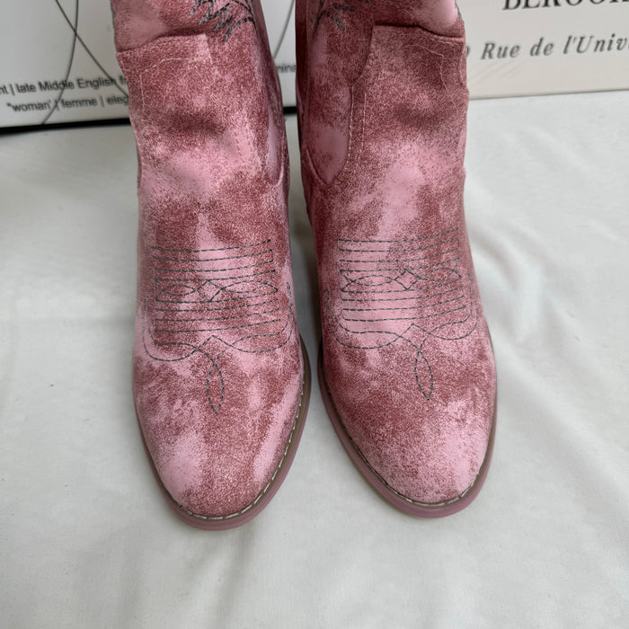 National style embroidered high-heeled boots