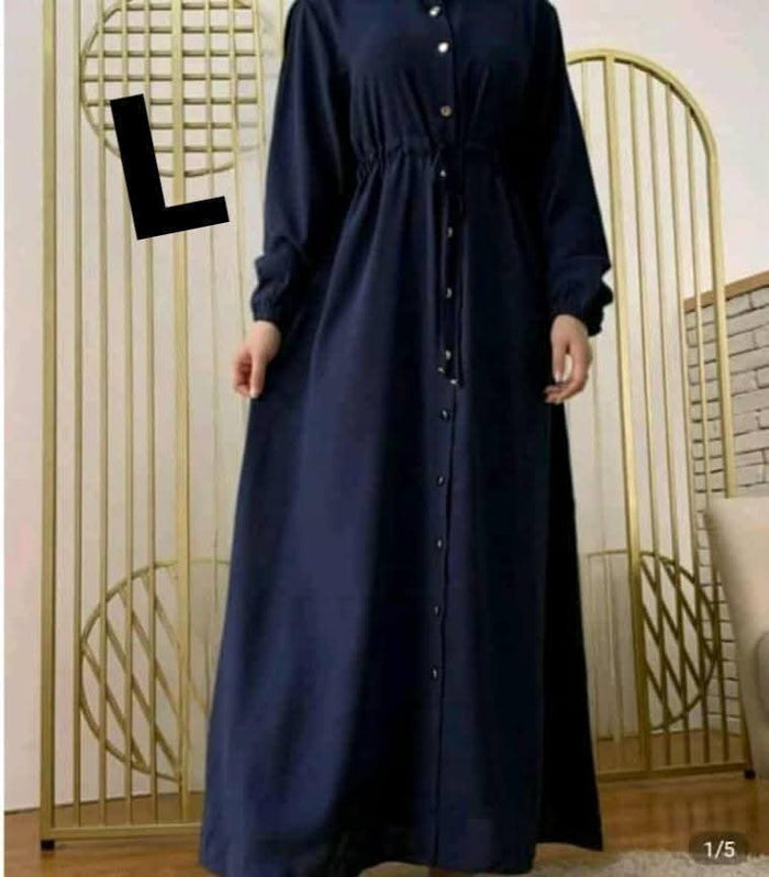 Navy Button Front Maxi Dress – L Size, SHEIN Fast Delivery in 5 Days