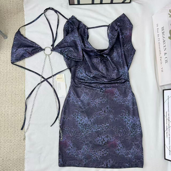 Necklace-style open-front dress