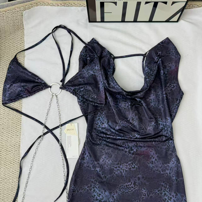Necklace-style open-front dress