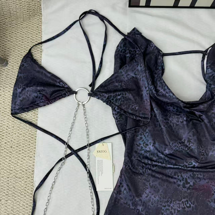 Necklace-style open-front dress