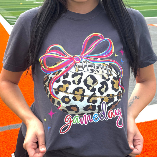 Neon Leopard Football Graphic Tee
