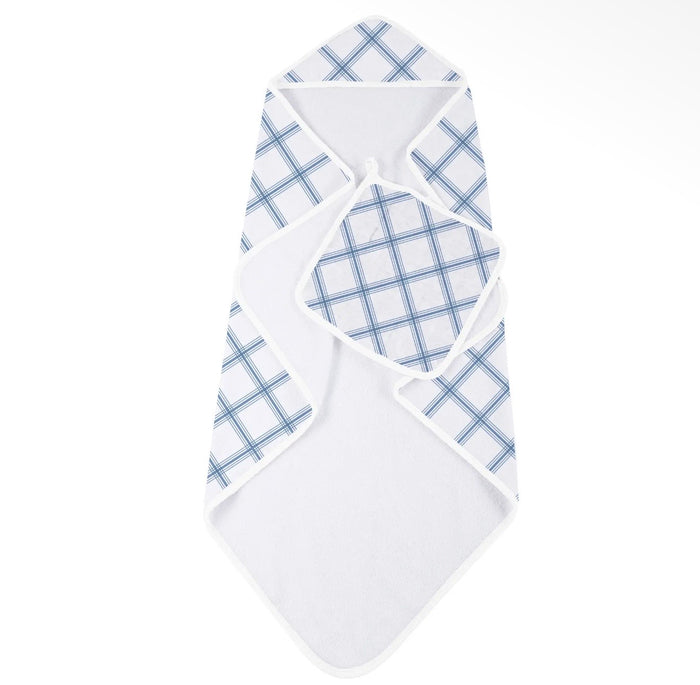 New Castle Classics Blue Buffalo Plaid Hooded Towel and Washcloth Set