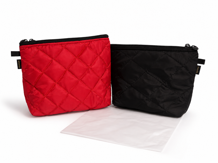 Novera Quilted Makeup Bag – Available Immediate Red & Black