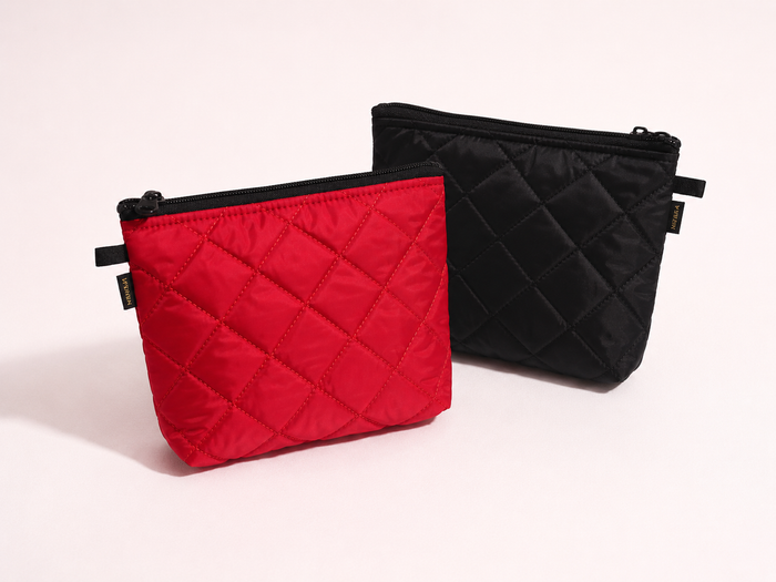 Novera Quilted Makeup Bag – Available Immediate Red & Black