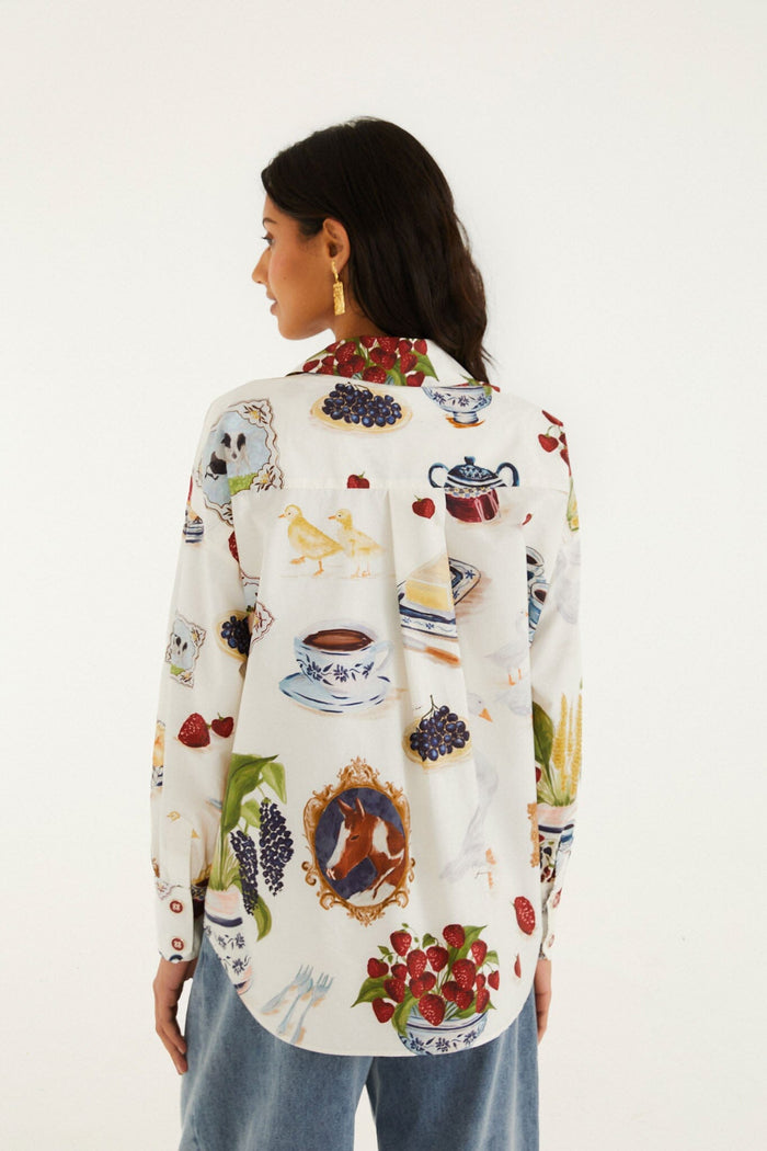 FARM Rio model wearing the Off-White Country Table Buttoned Shirt