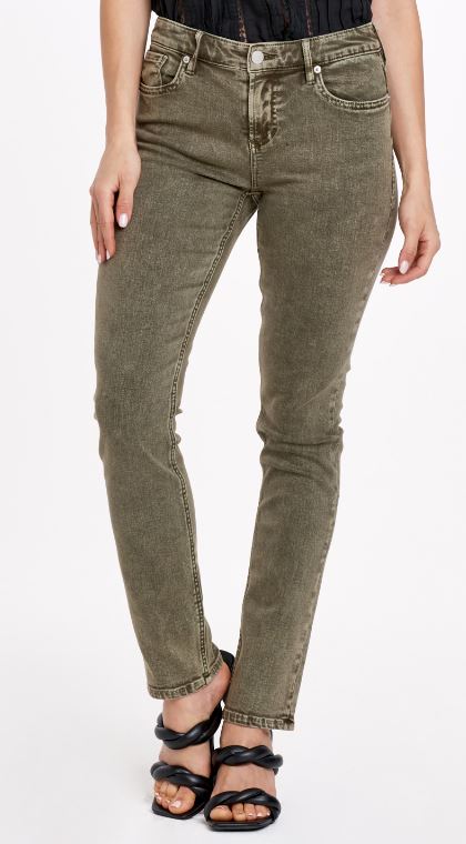 OLIVE BLAIRE HIGH RISE ANKLE SLIM STRAIGHT JEANS