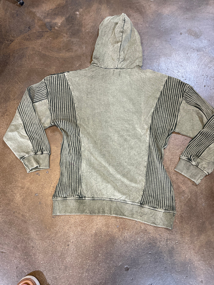 Olive Horse Head Cutout Hoodie