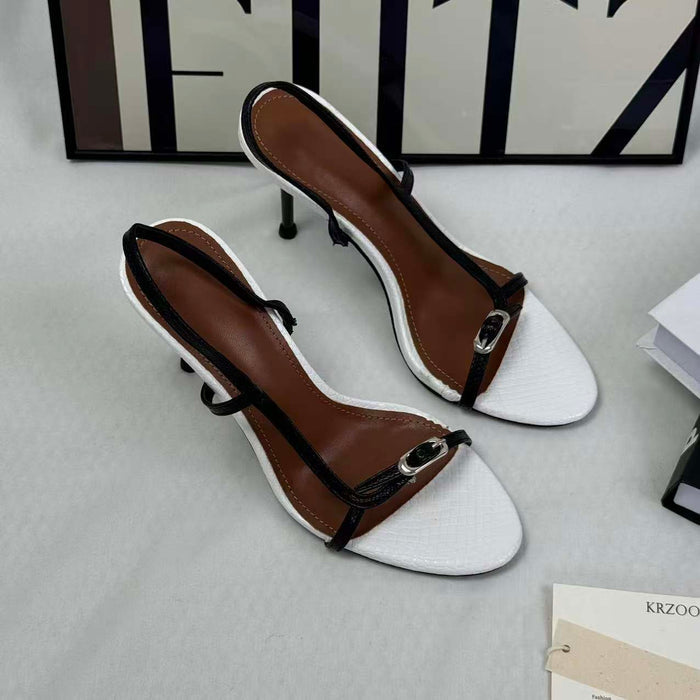 One-piece slip-on high-heeled shoes
