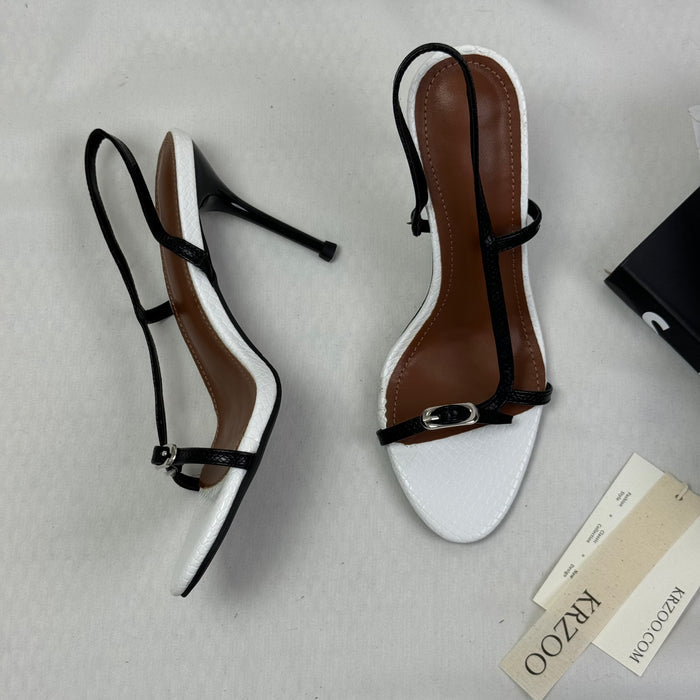 One-piece slip-on high-heeled shoes