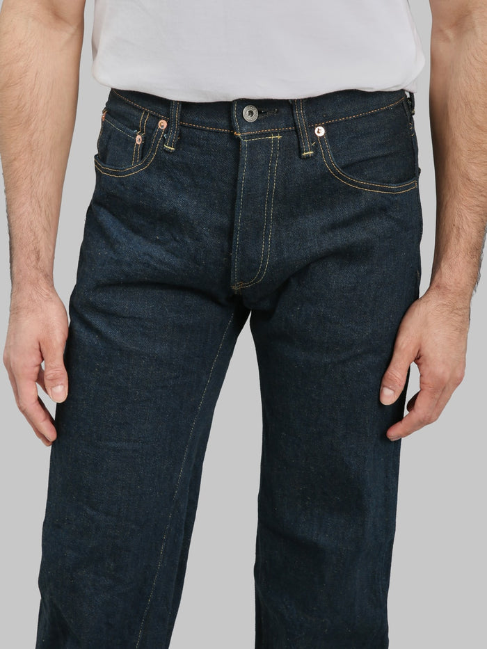 ONI Denim 200ZROLV Secret Denim Olive Weft Wide Jeans inseam