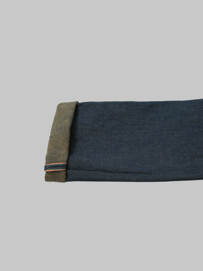 ONI Denim 288ZROLV Secret Denim Olive Weft Straight Jeans selvedge id