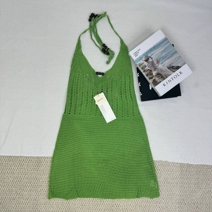 Openwork knitted low-cut skirt