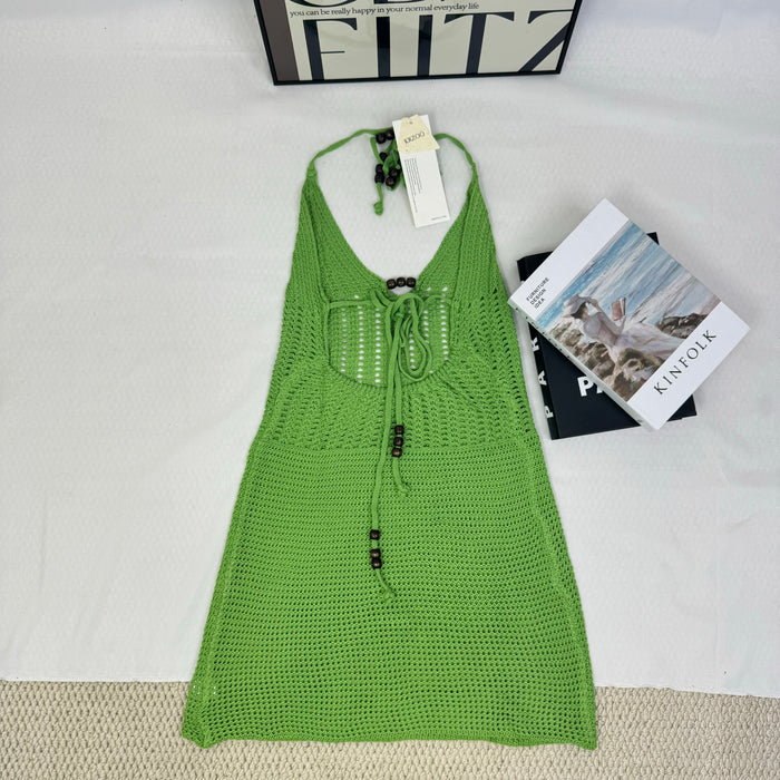 Openwork knitted low-cut skirt