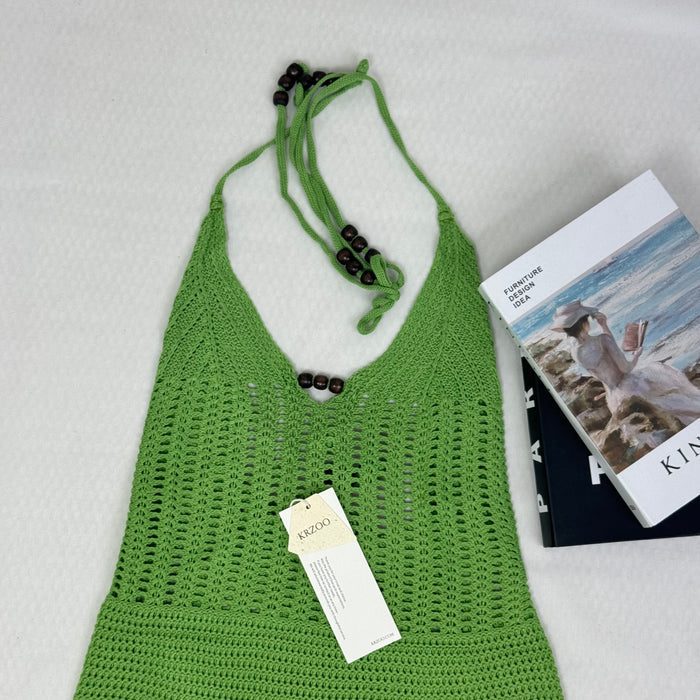 Openwork knitted low-cut skirt