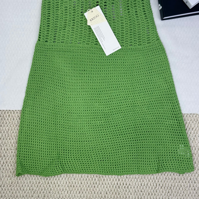 Openwork knitted low-cut skirt