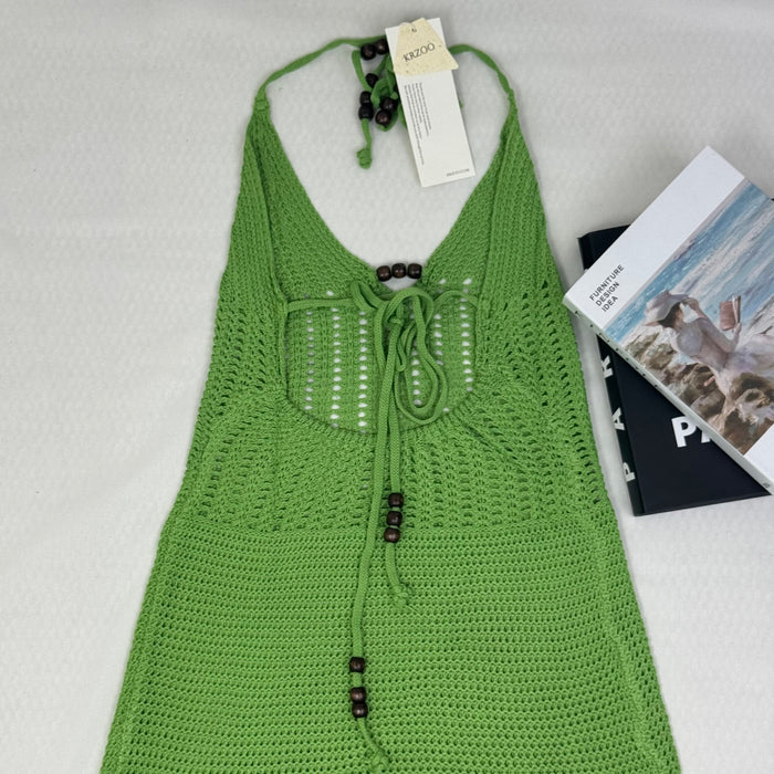 Openwork knitted low-cut skirt