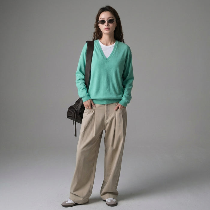 Pull oversize col V en maille douce - Koreanxwear - Taille One size