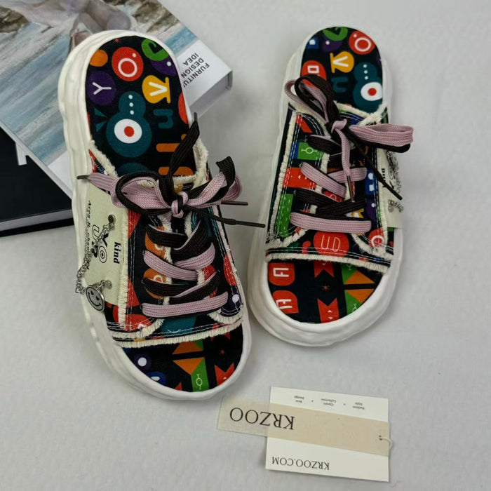 Pancake-style stenciled flip-flop