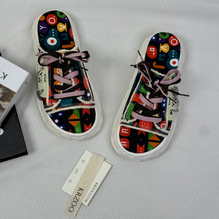 Pancake-style stenciled flip-flop