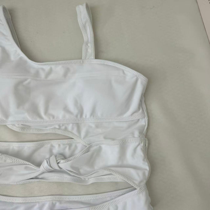 Patchwork hollowed-out one-piece top