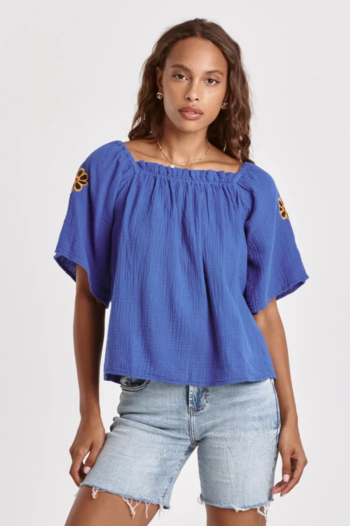 PAULINA RAGLAN SLEEVE TOP GALACTIC COBALT