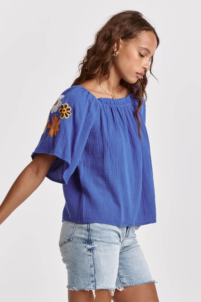 PAULINA RAGLAN SLEEVE TOP GALACTIC COBALT