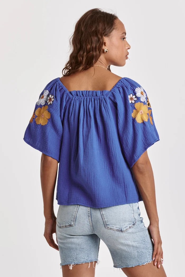 PAULINA RAGLAN SLEEVE TOP GALACTIC COBALT