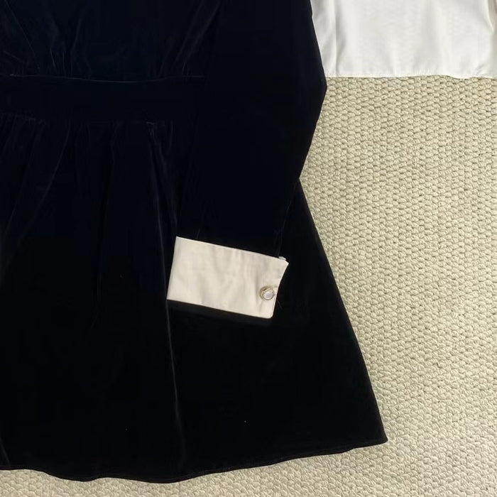 Pearl Black Velvet Dress