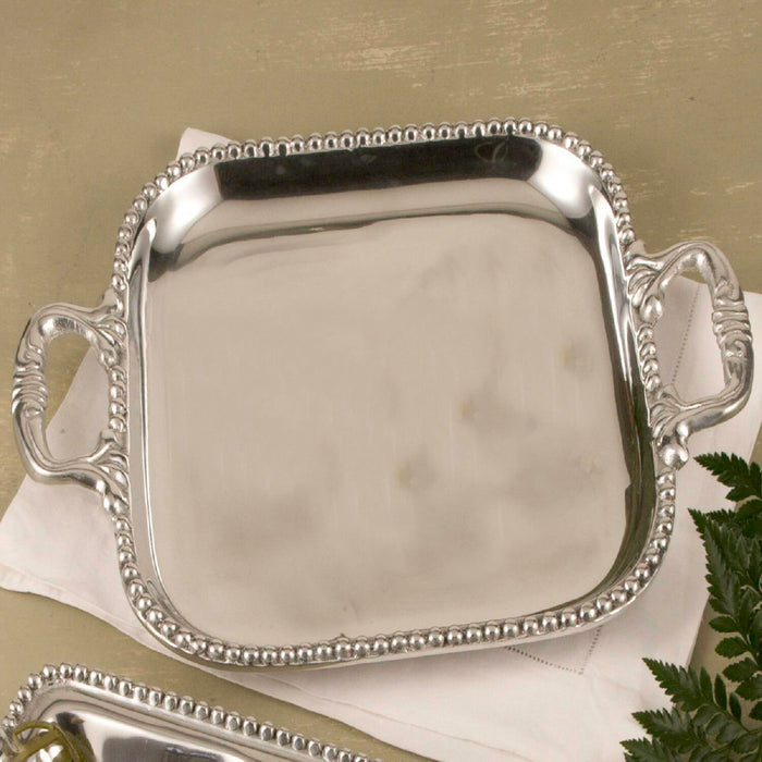 Beatriz Ball Pearl David Medium Square Tray — Overhead view of the empty tray