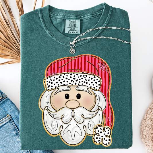 Pink and Red Santa Graphic Tee