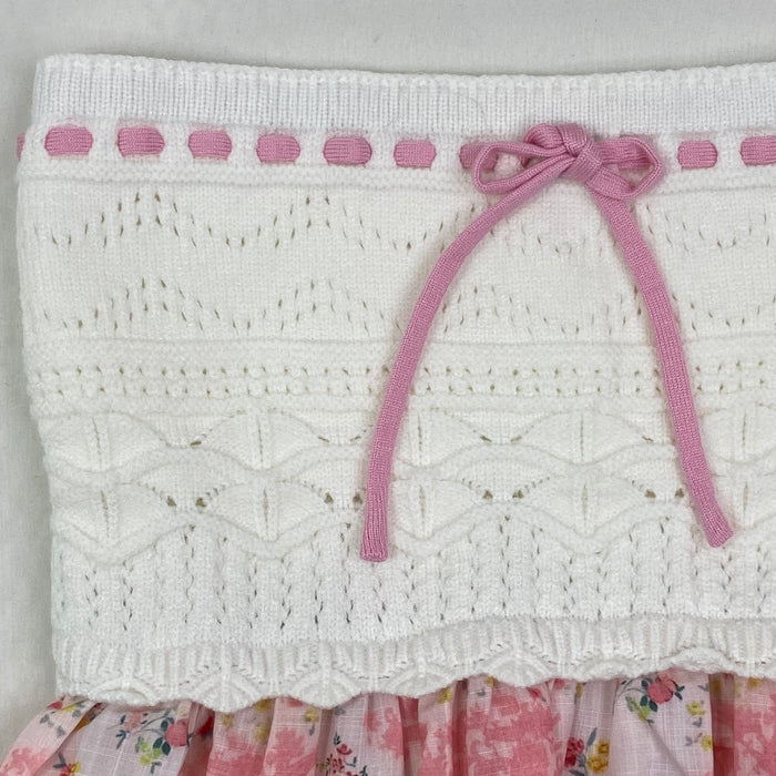 Pink knitted plunging top