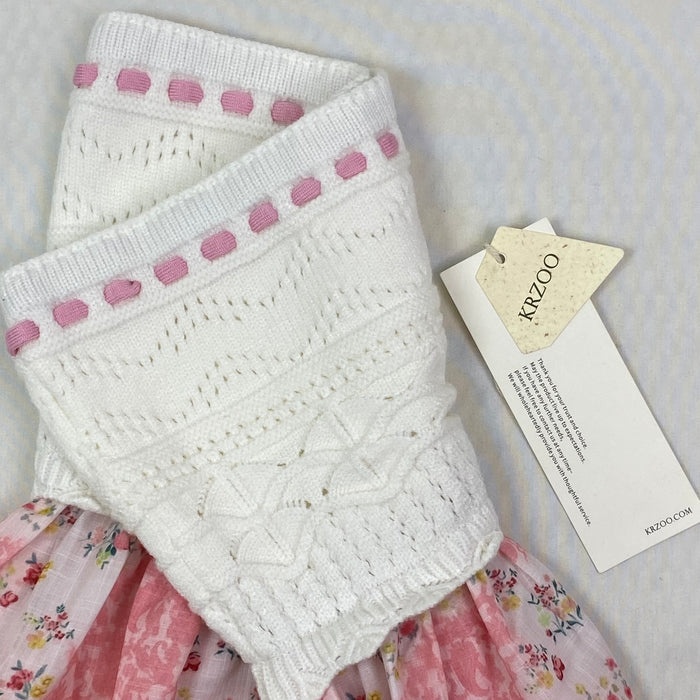Pink knitted plunging top