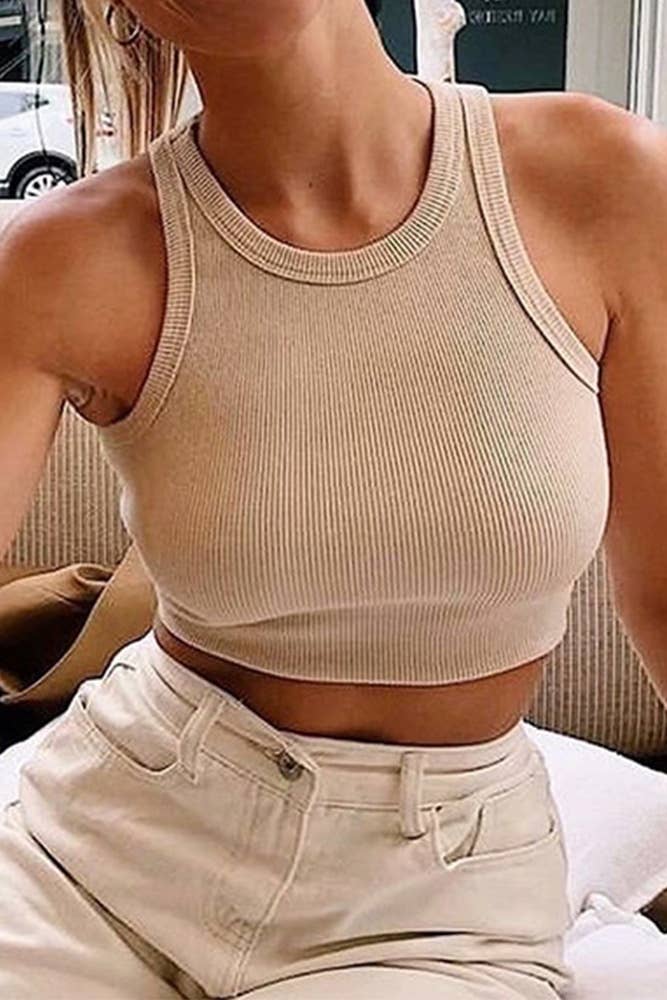 Plain Sleeveless Crop Tank Top (Mult Colors)